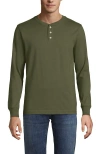 Lands' End Super-t Long Sleeve Henley Shirt In Green