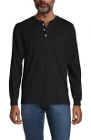 Lands' End Super-t Long Sleeve Henley Shirt In Black