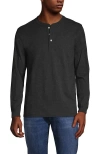 Lands' End Super-t Long Sleeve Henley Shirt In Dark Charcoal Heather