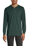 Lands' End Super-t Long Sleeve Henley Shirt In Deep Woodland Green