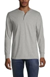 Lands' End Super-t Long Sleeve Henley Shirt In Gray Heather