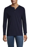 Lands' End Super-t Long Sleeve Henley Shirt In Radiant Navy