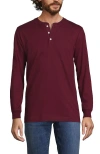 Lands' End Super-t Long Sleeve Henley Shirt In Rich Burgundy