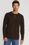 Lands' End Super-t Long Sleeve Henley Shirt In Rich Coffee