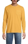 Lands' End Super-t Long Sleeve T-shirt With Pocket In Orange