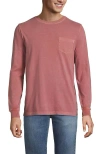 Lands' End Super-t Long Sleeve T-shirt With Pocket In Pink