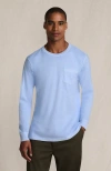Lands' End Super-t Long Sleeve T-shirt With Pocket In Blue