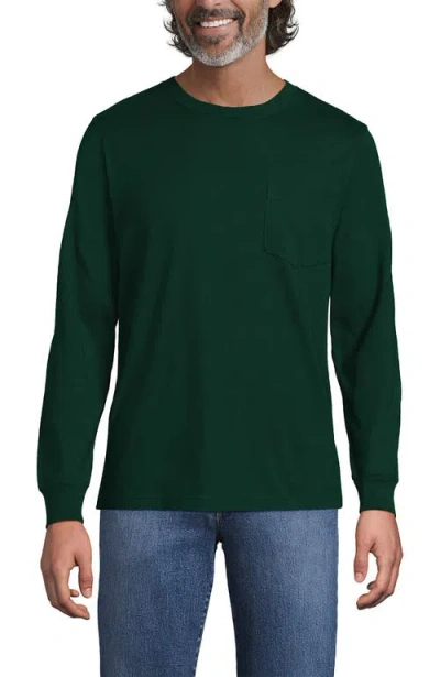 Lands' End Super-t Long Sleeve T-shirt With Pocket In Green