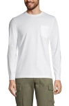Lands' End Super-t Long Sleeve T-shirt With Pocket In White