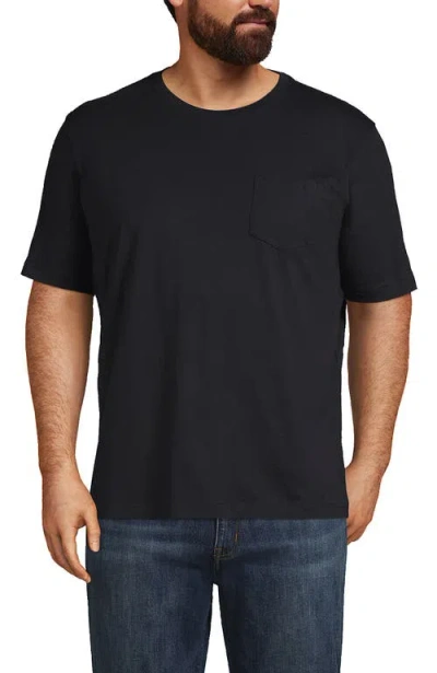 Lands' End Super-t Short Sleeve T-shirt With Pocket In Black