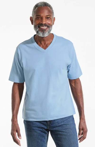Lands' End Super-t Short Sleeve V-neck T-shirt In Blue