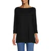 Lands' End Supima Cotton Adjustable 3/4 Sleeve Boatneck Tunic In Black