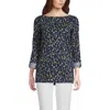 Lands' End Supima Cotton Adjustable 3/4 Sleeve Boatneck Tunic In Blue