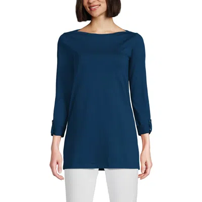 LANDS' END LANDS' END SUPIMA COTTON ADJUSTABLE 3/4 SLEEVE BOATNECK TUNIC