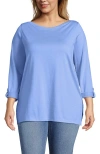 Lands' End Supima Cotton Adjustable 3/4 Sleeve Boatneck Tunic In Blue