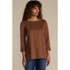 Lands' End Supima Cotton Adjustable 3/4 Sleeve Boatneck Tunic In Brown
