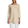 Lands' End Supima Cotton Adjustable 3/4 Sleeve Boatneck Tunic In Champagne/ivory Breton Stripe