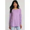 Lands' End Supima Cotton Adjustable 3/4 Sleeve Boatneck Tunic In Lilac Petal