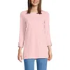 Lands' End Supima Cotton Adjustable 3/4 Sleeve Boatneck Tunic In Pink