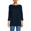 Lands' End Supima Cotton Adjustable 3/4 Sleeve Boatneck Tunic In Radiant Navy