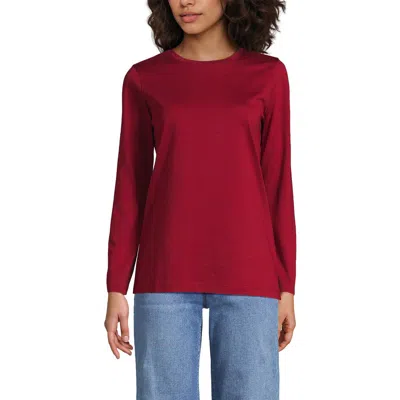 Lands' End Supima Cotton Long Sleeve Crewneck T-shirt In Red