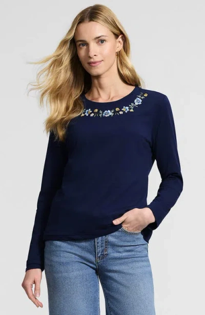 Lands' End Supima Cotton Long Sleeve Crewneck T-shirt In Blue