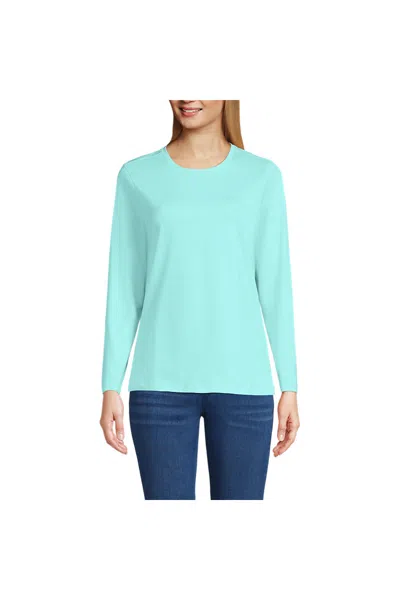 Lands' End Supima Cotton Long Sleeve Crewneck T-shirt In Green