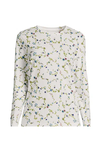 Lands' End Supima Cotton Long Sleeve Crewneck T-shirt In Ivory