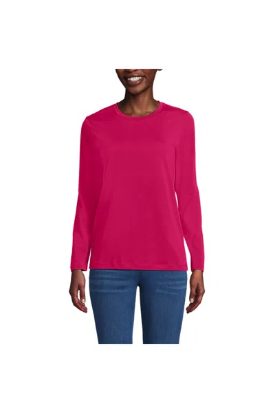 Lands' End Supima Cotton Long Sleeve Crewneck T-shirt In Pink