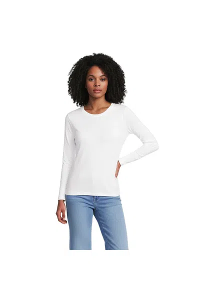 Lands' End Supima Cotton Long Sleeve Crewneck T-shirt In White
