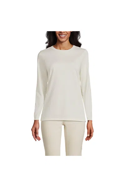 Lands' End Supima Cotton Long Sleeve Crewneck T-shirt In White