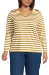 Lands' End Supima Cotton Long Sleeve V-neck T-shirt In Yellow