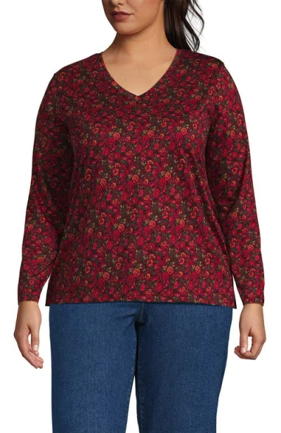 Lands' End Supima Cotton Long Sleeve V-neck T-shirt In Multi
