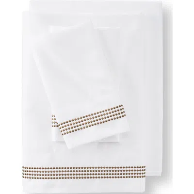 Lands' End Supima Cotton No Iron Sateen Cane Weave Sheets In White
