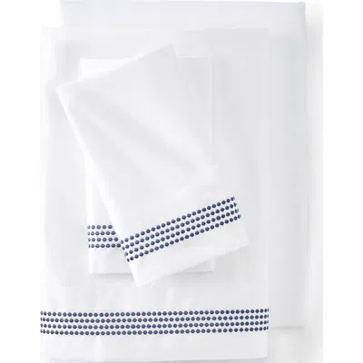 Lands' End Supima Cotton No Iron Sateen Cane Weave Sheets In White