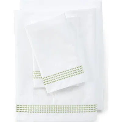 Lands' End Supima Cotton No Iron Sateen Embroidered Sheets In White