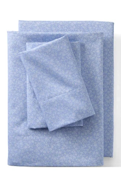 Lands' End Supima Cotton No Iron Sateen Printed Pillowcases In Blue