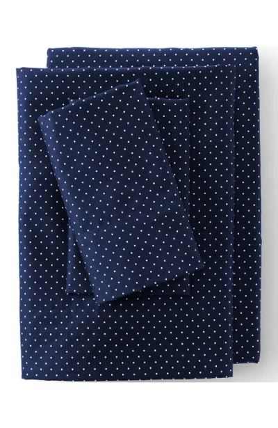 Lands' End Supima Cotton No Iron Sateen Printed Pillowcases In Blue