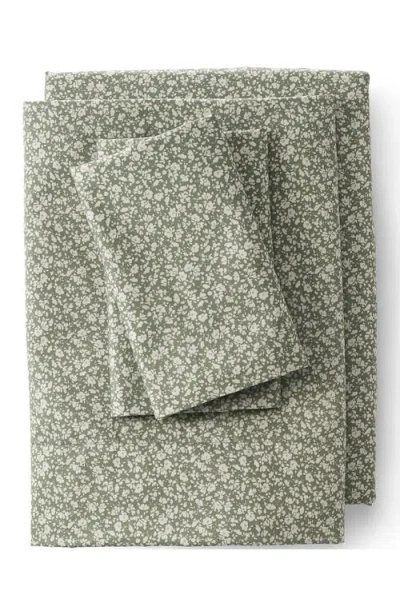 Lands' End Supima Cotton No Iron Sateen Printed Pillowcases In Green