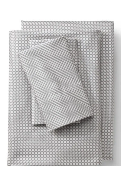 Lands' End Supima Cotton No Iron Sateen Printed Pillowcases In Ivory/ultimate Gray Geo Stripe