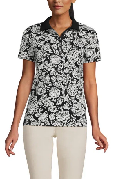 Lands' End Supima Cotton Polo Shirt In Black