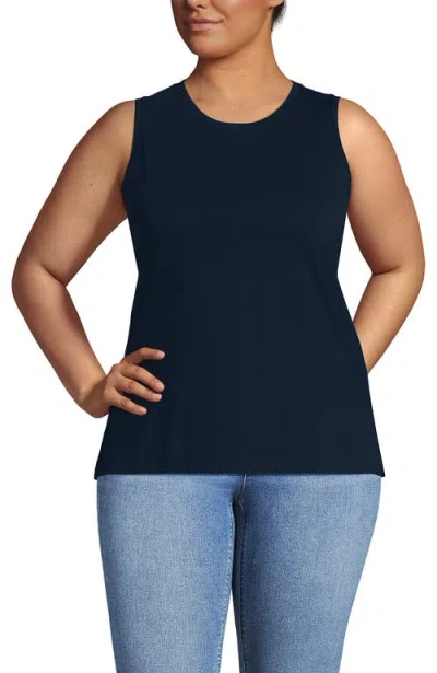 Lands' End Supima Cotton Tank Top In Blue