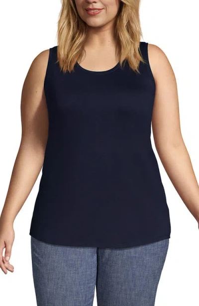 Lands' End Supima Cotton Tunic Tank Top In Blue