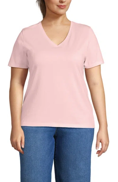 Lands' End Supima Cotton V-neck T-shirt In Pink