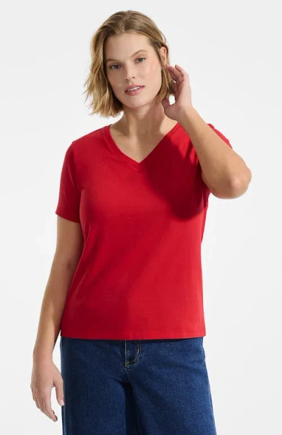 Lands' End Supima Cotton V-neck T-shirt In Red