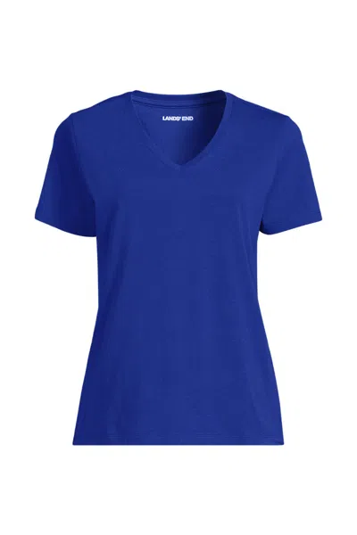Lands' End Supima Cotton V-neck T-shirt In Blue
