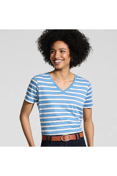 Lands' End Supima Cotton V-neck T-shirt In Blue