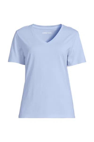 Lands' End Supima Cotton V-neck T-shirt In Blue