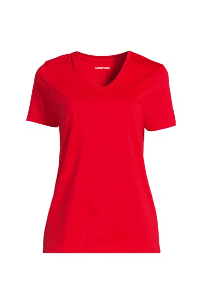 Lands' End Supima Cotton V-neck T-shirt In Red