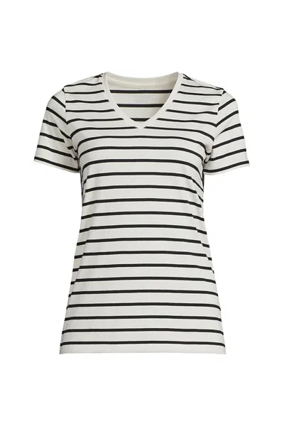 Lands' End Supima Cotton V-neck T-shirt In White